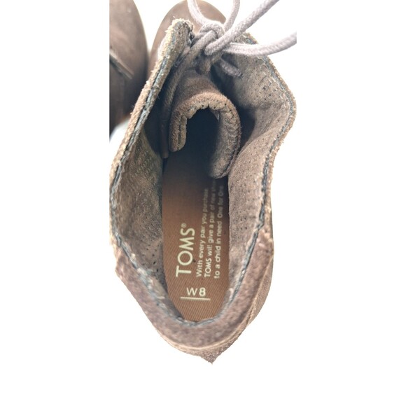 TOMS Lunata Brown Suede Heeled Lace Up Ankle Boots Women's Sz 8 Bohemian Hippie - Picture 7 of 11